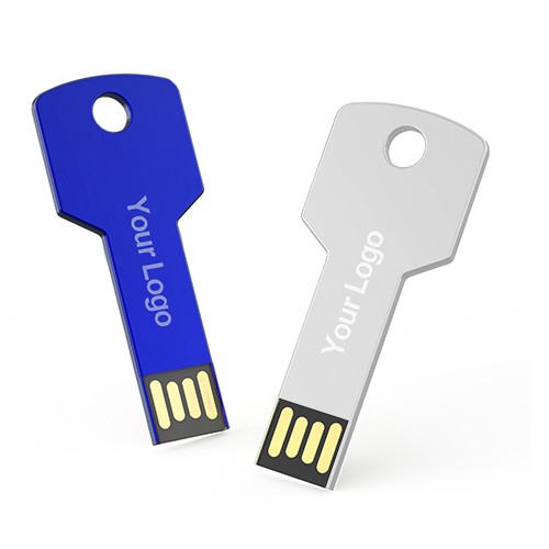 USB stick Sleutel, blauw en zilver